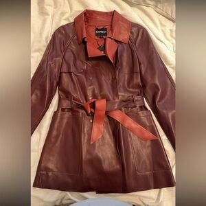 Express Women's Deep Red Leather Jacket